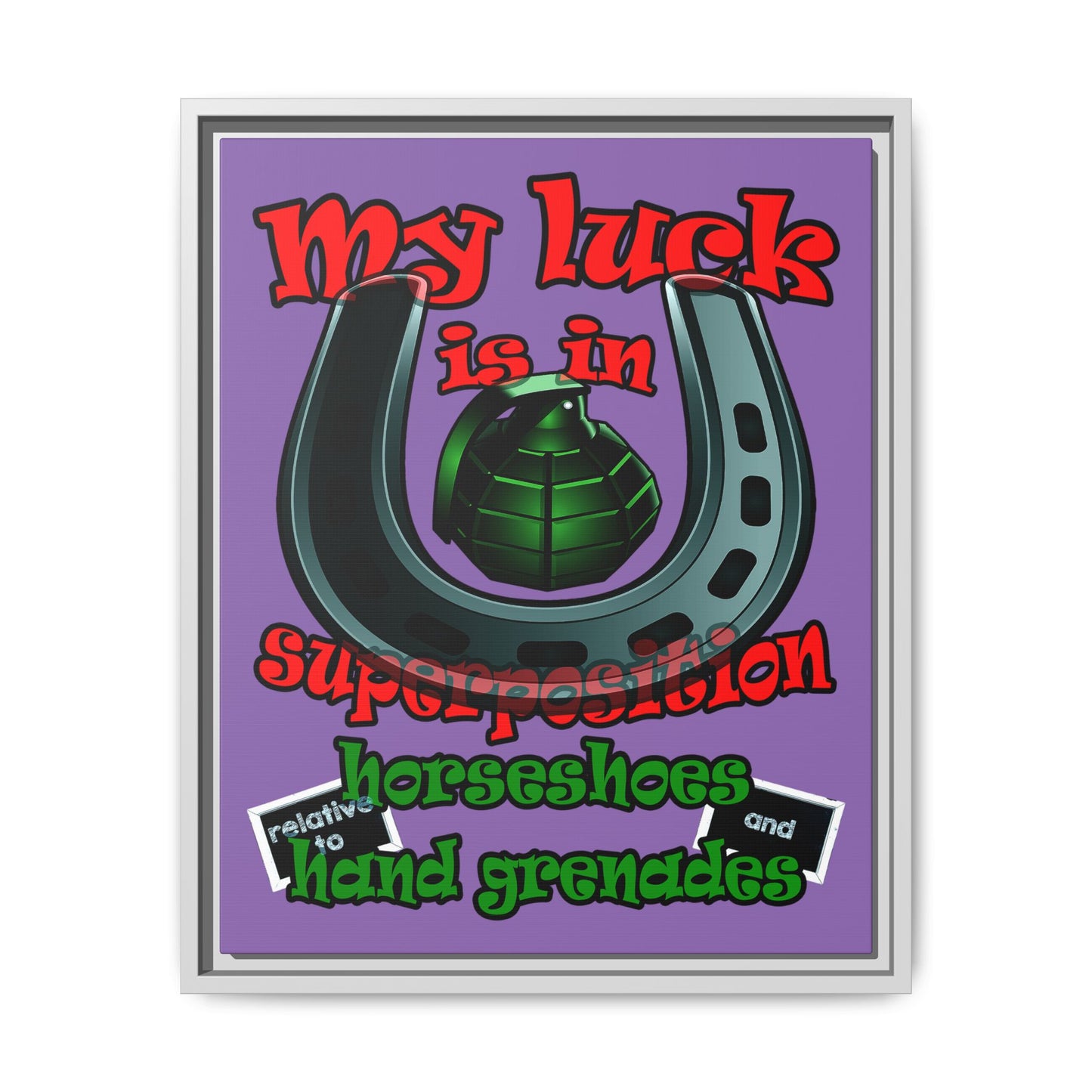 my luck - framed canvas art (light purple)