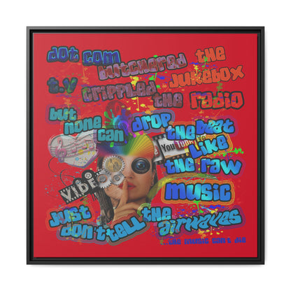 drop the beat - framed canvas art (dark red)