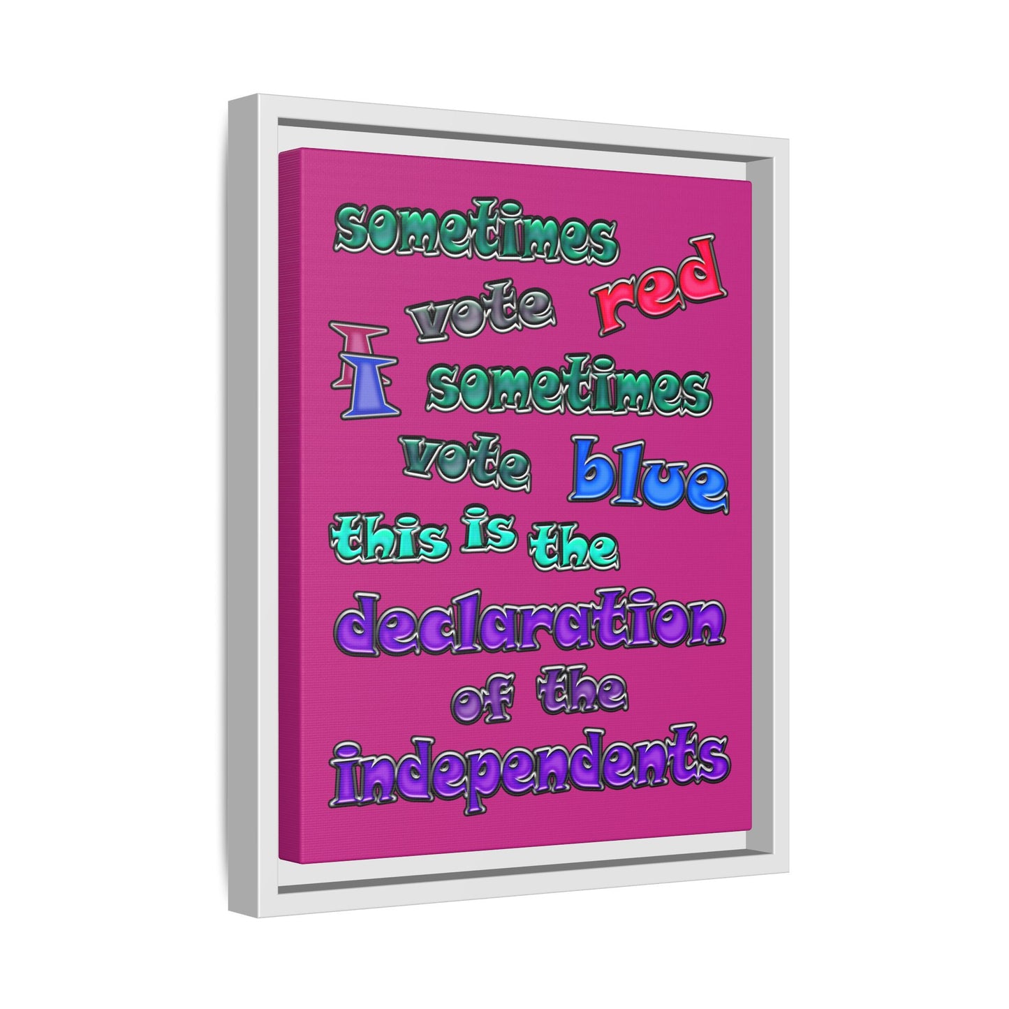 declaration of the independents - framed canvas art (pink)