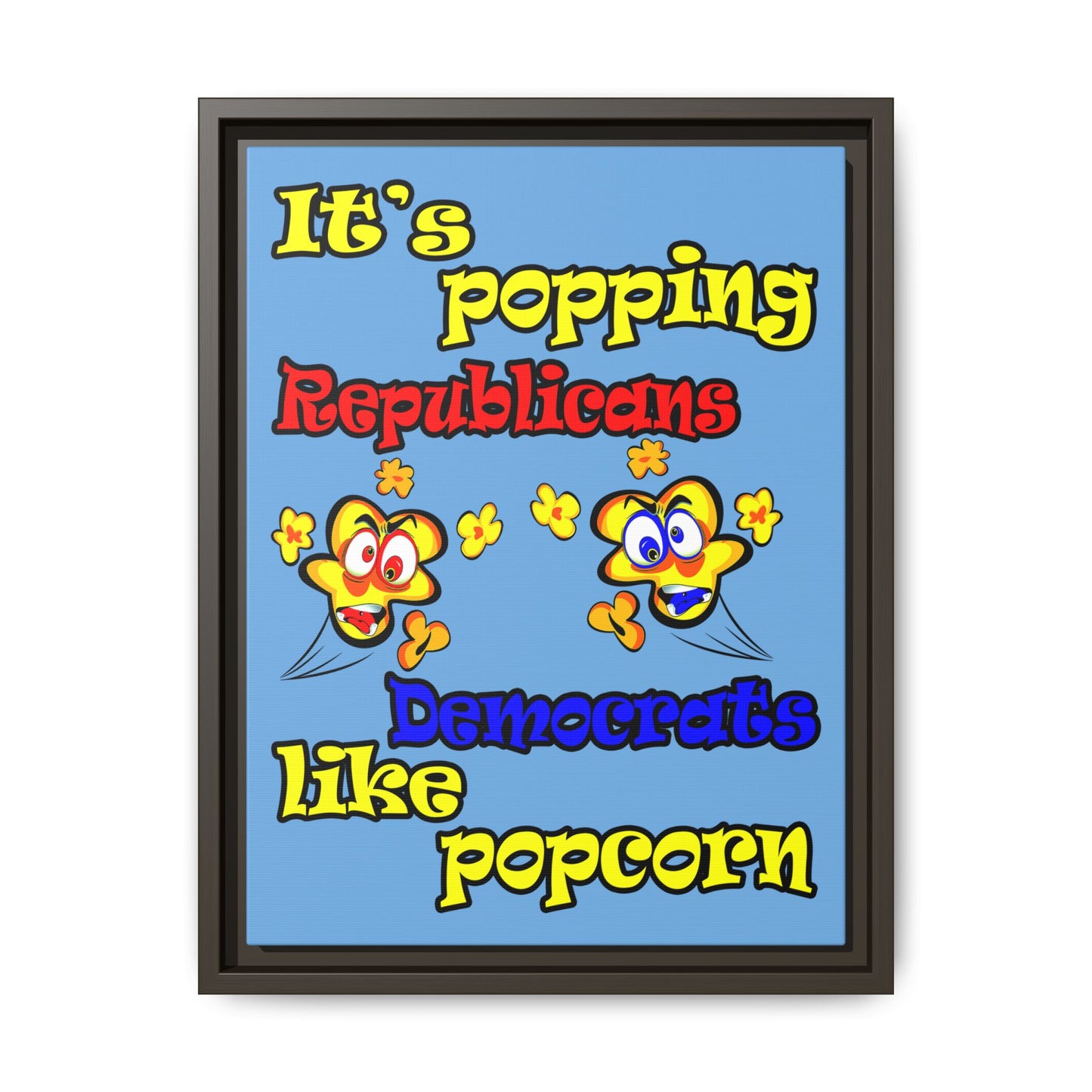 popping like popcorn - framed canvas art (light blue)
