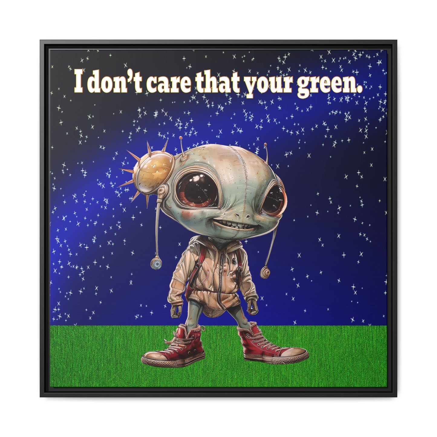 I don't care that your green - framed canvas art ('snoops' background)