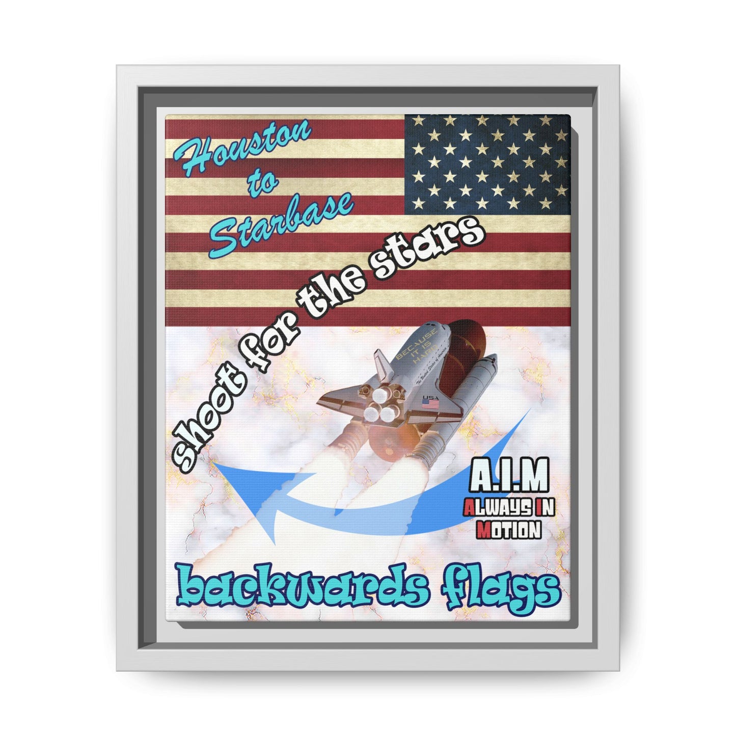 shoot for the stars - framed canvas art (white marble)