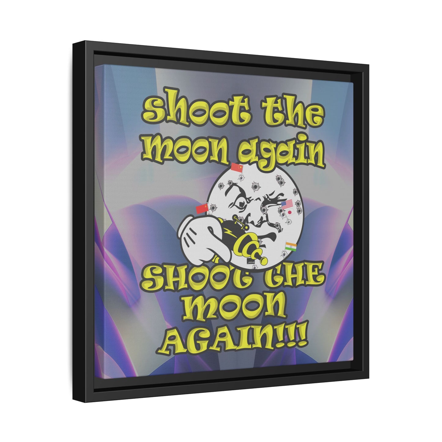 shoot the moon again - framed canvas art (grey-pink wave)