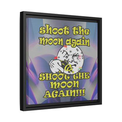 shoot the moon again - framed canvas art (grey-pink wave)