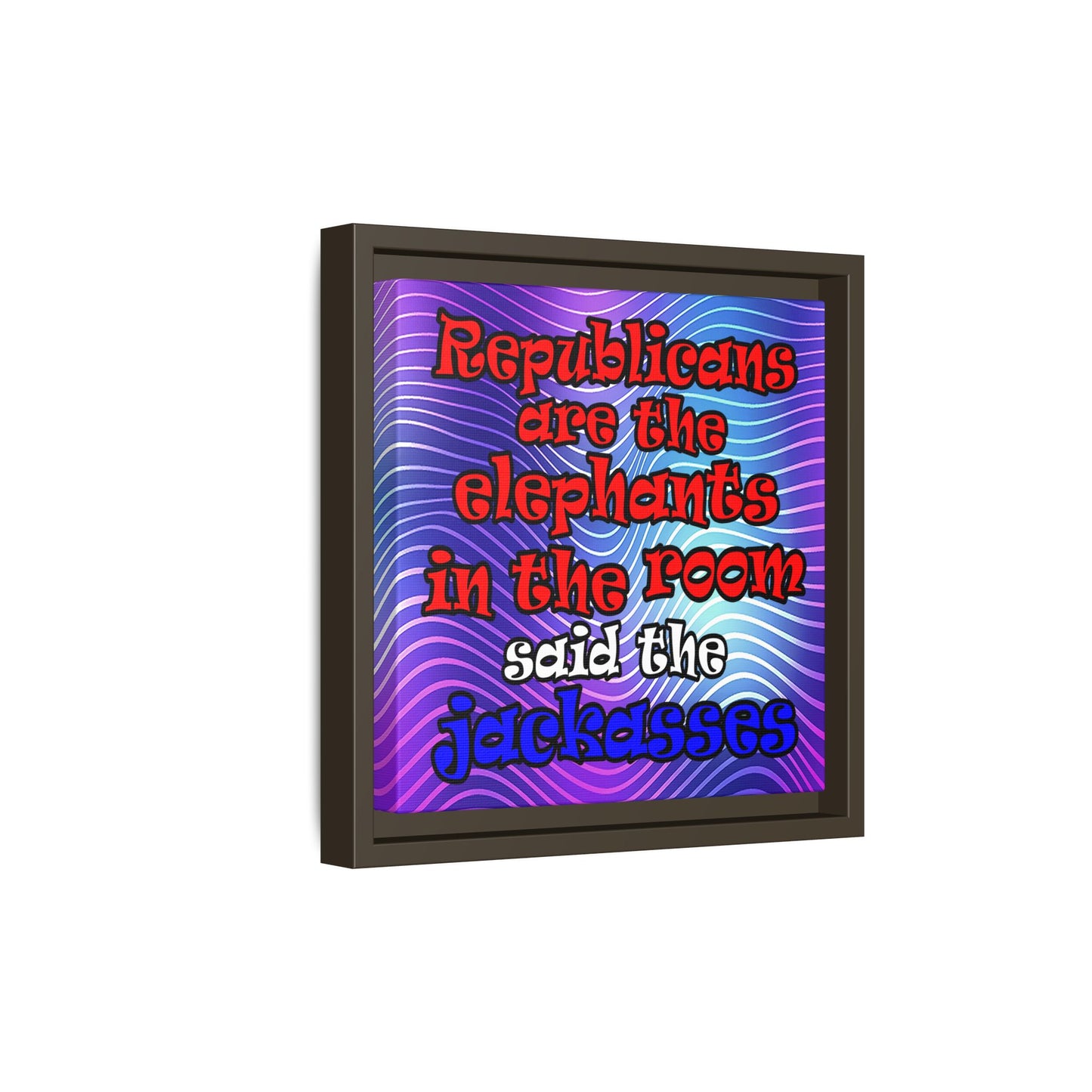 donkeys and elephants - framed canvas art (purple wave)