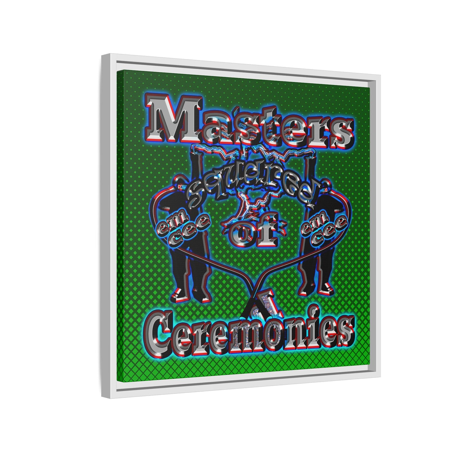 em cee squared - framed canvas art (logo green)