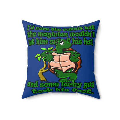 turtle race - Spun Polyester Square Pillow - (dark blue)
