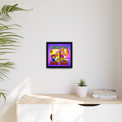 love peace - framed canvas art (purple-pink wave)