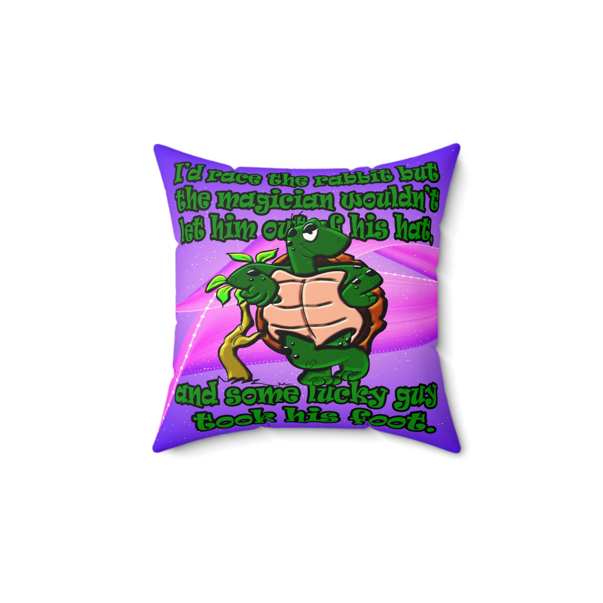 turtle race - Faux Suede Square Pillow - (purple-pink wave)