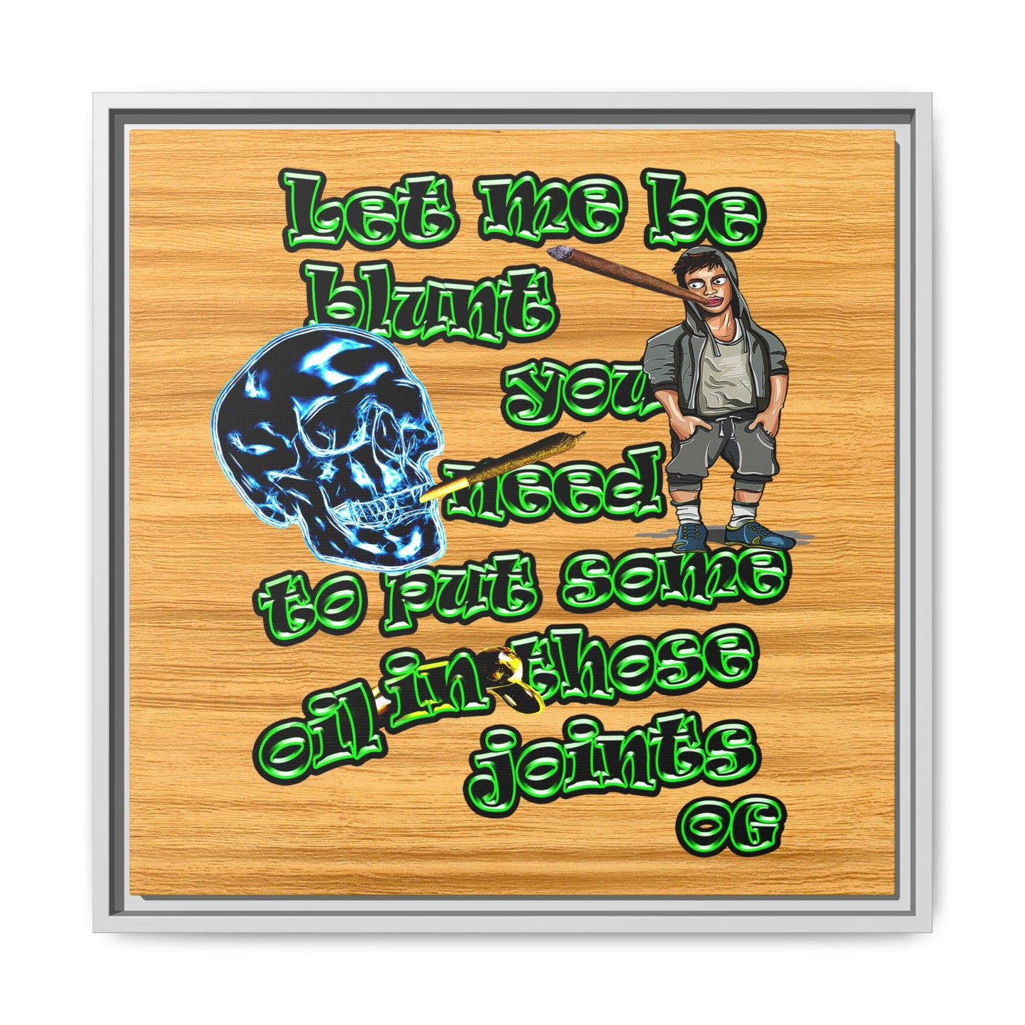 og - framed canvas art (butterscotch wood finish)