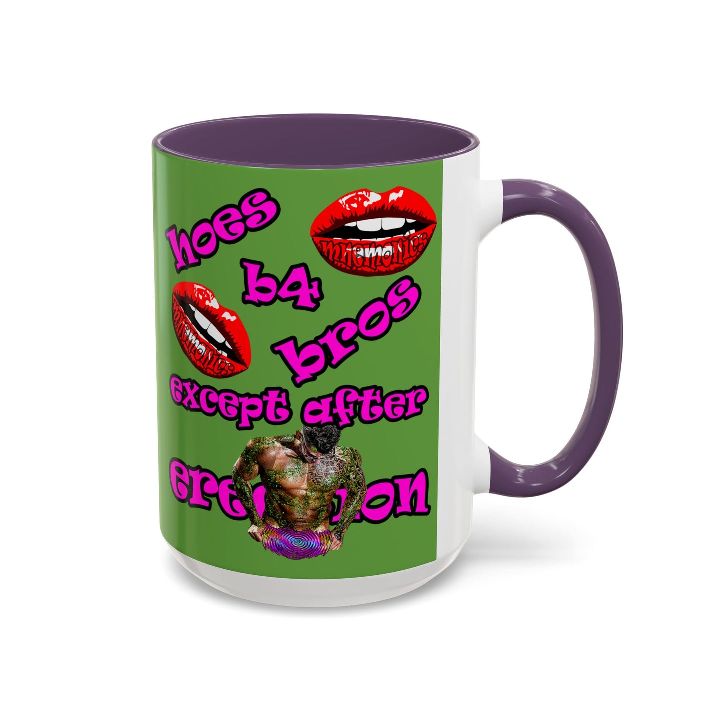 hoes b4 bros - Accent Mug (green)