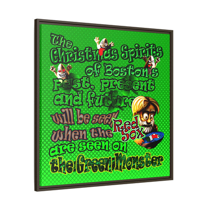 christmas spirits of boston - framed canvas art (logo green)