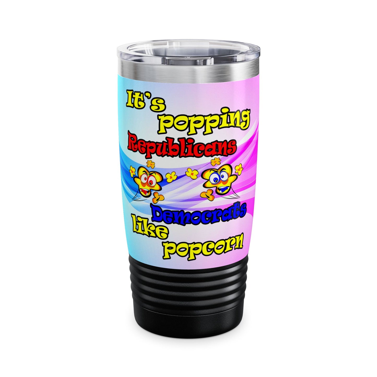 popping like popcorn - Ringneck Tumbler, 20oz (light blue-pink wave)