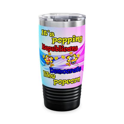 popping like popcorn - Ringneck Tumbler, 20oz (light blue-pink wave)