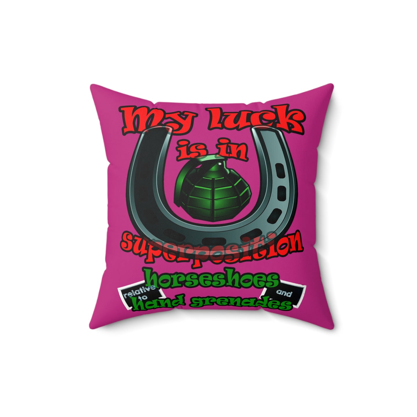 my luck - Faux Suede Square Pillow - (pink)