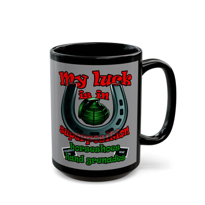 my luck - Black Mug (grey)