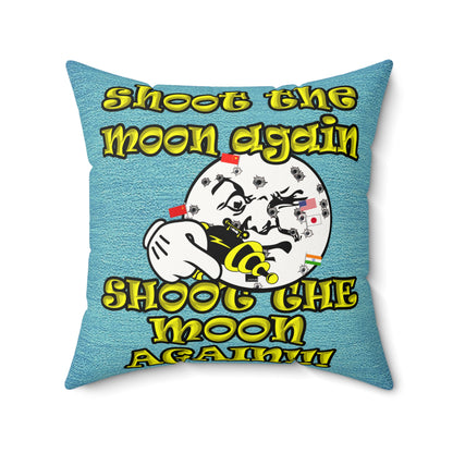 shoot the moon again - Faux Suede Square Pillow - (faded blue)