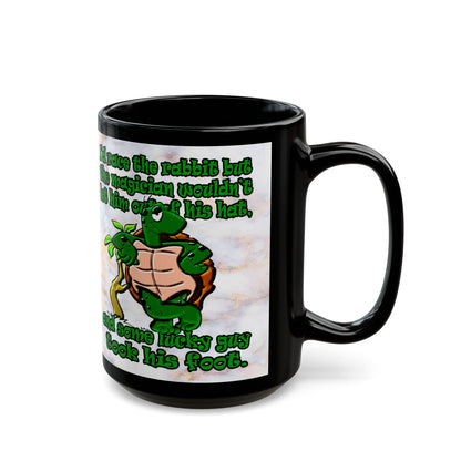 turtle race - Black Mug (white marble)