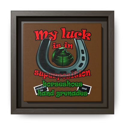 my luck - framed canvas art (brown)