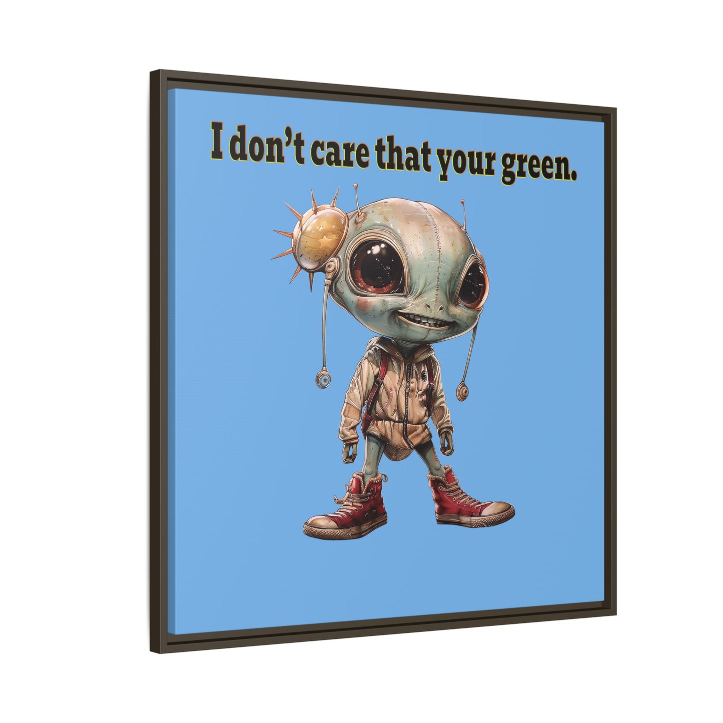 I don't care that your green - framed canvas art (light blue)