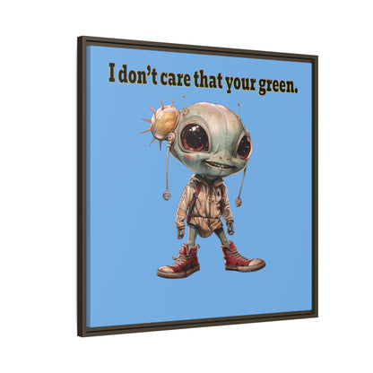 I don't care that your green - framed canvas art (light blue)
