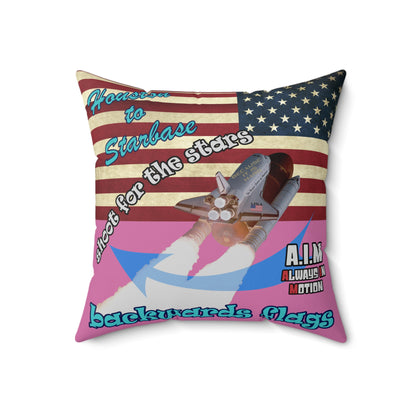 shoot for the stars - Spun Polyester Square Pillow - (light pink)