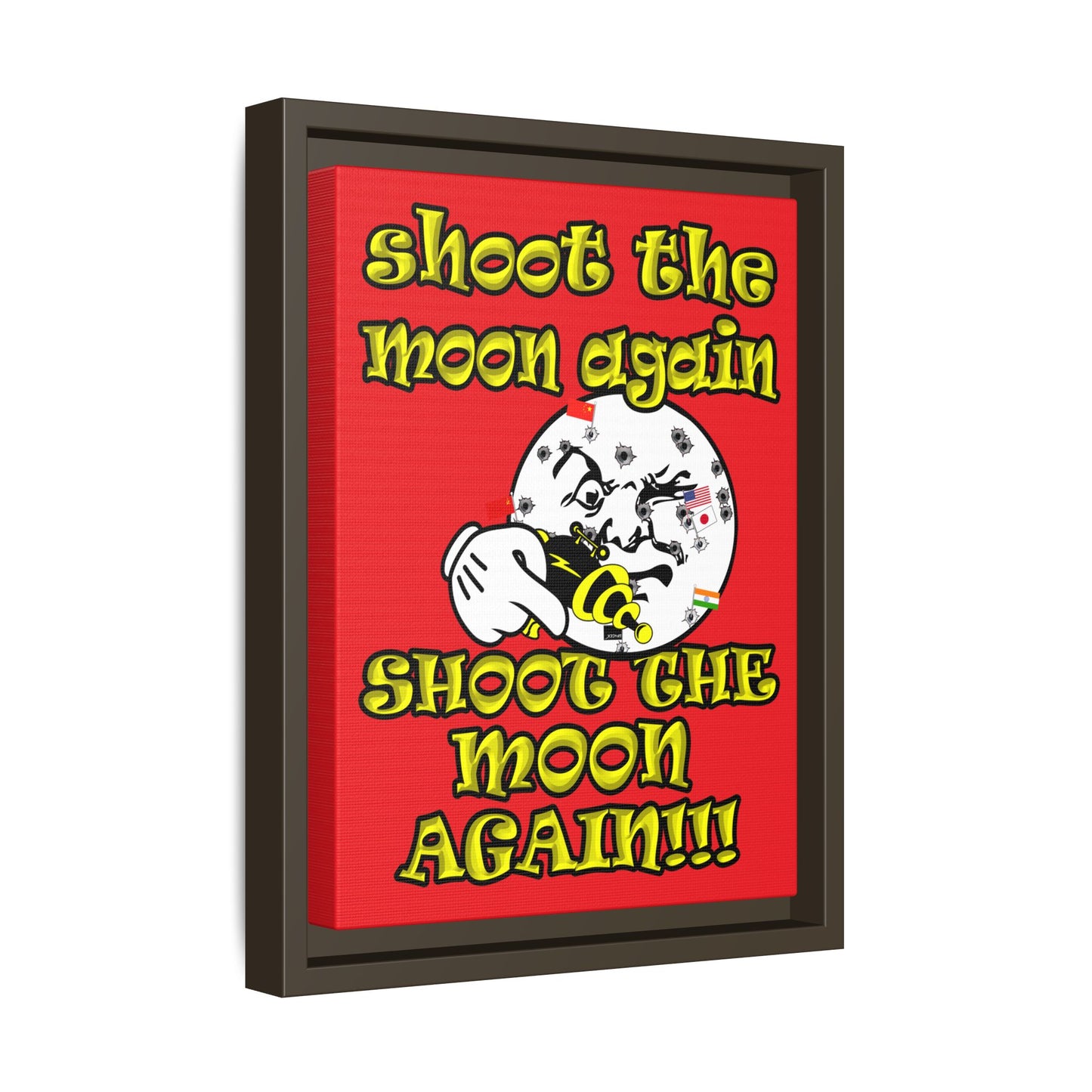 shoot the moon again - framed canvas art (red)
