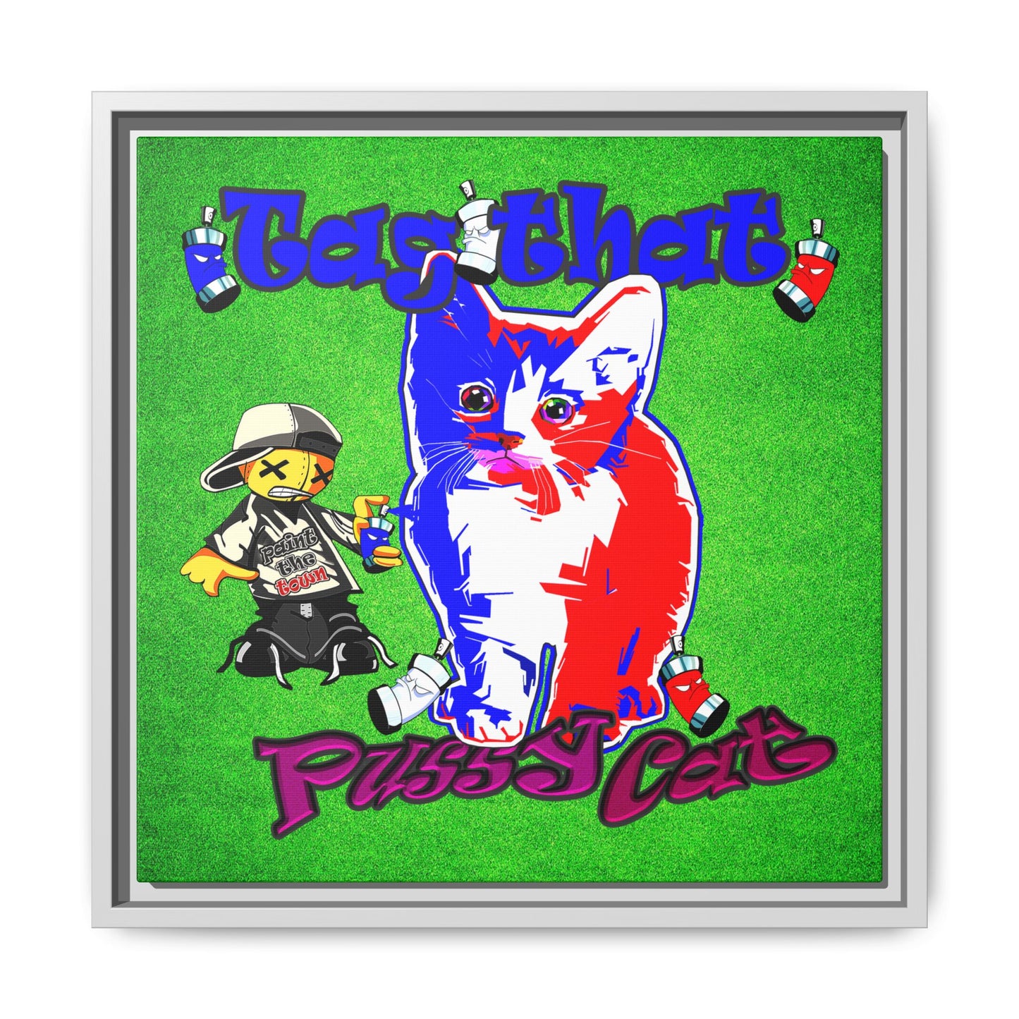 tag that - framed canvas art (green turf)