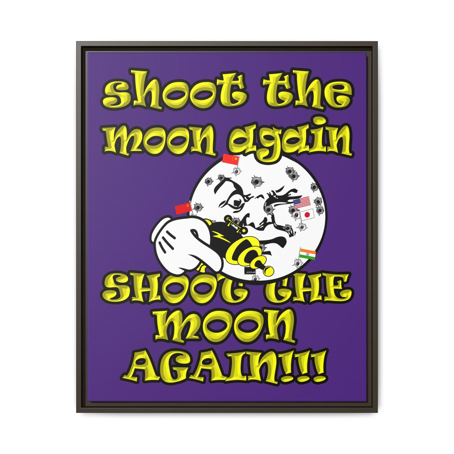 shoot the moon again - framed canvas art (purple)