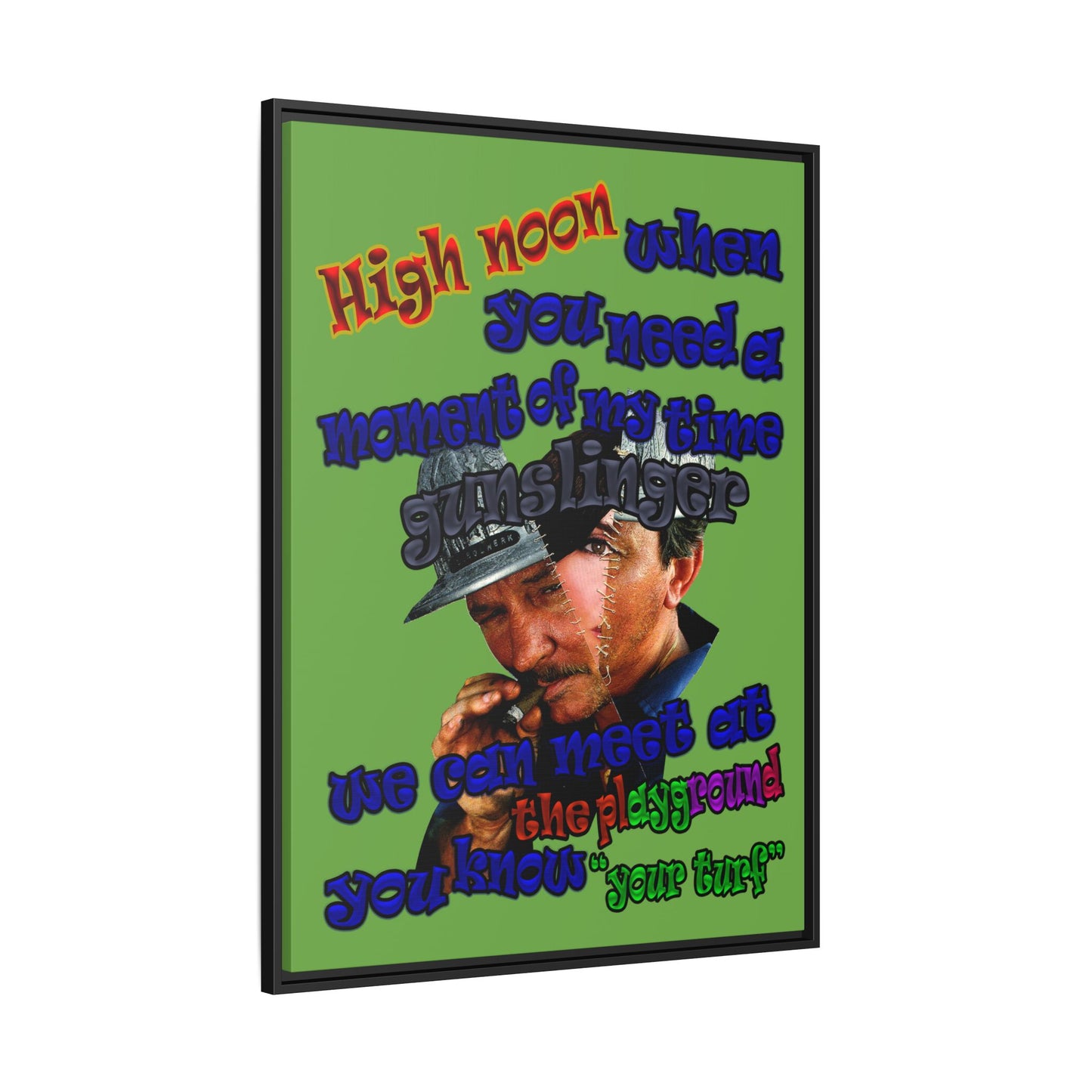 high noon - framed canvas art (green)