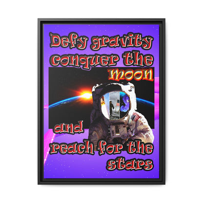 defy conquer reach - framed canvas art (purple-pink wave)