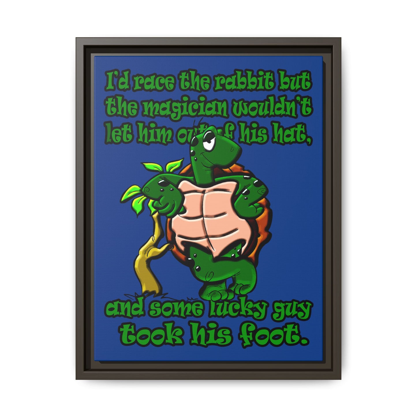 turtle race - framed canvas art (dark blue)