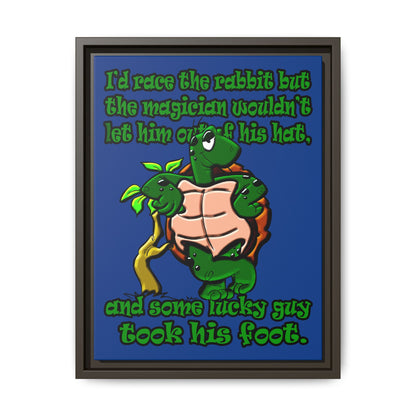 turtle race - framed canvas art (dark blue)
