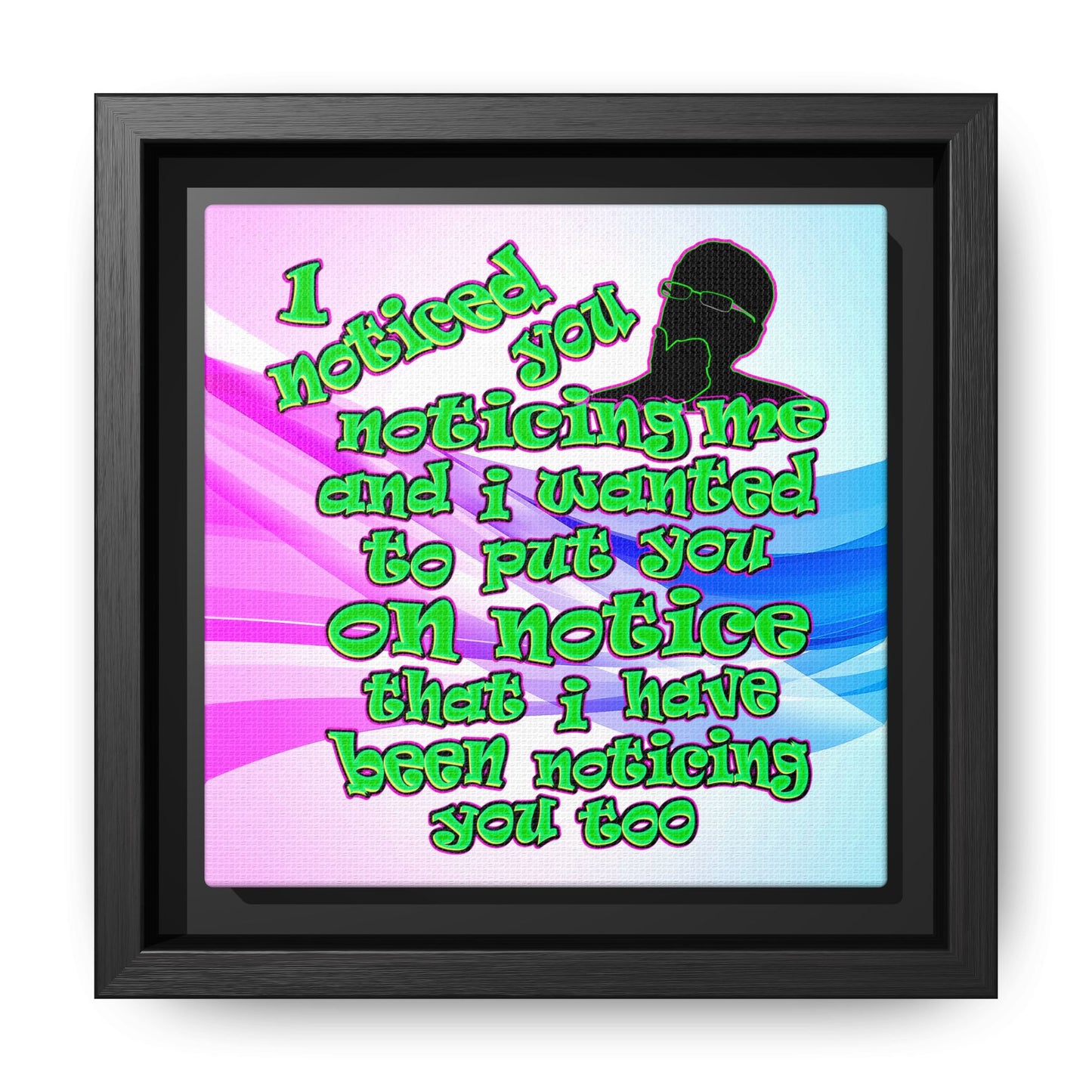 noticed you noticing - framed canvas art (light blue-pink wave)