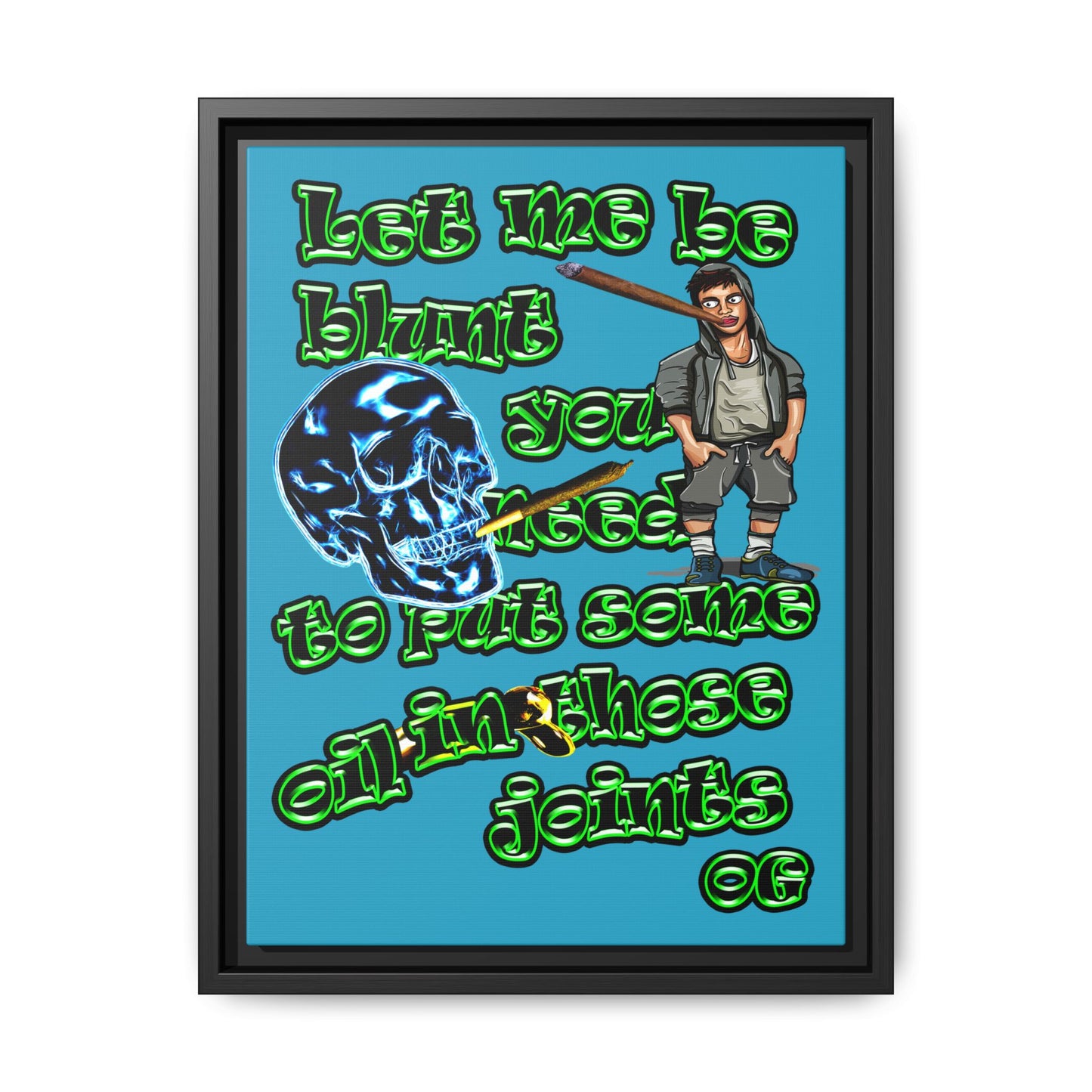og - framed canvas art (turquoise)