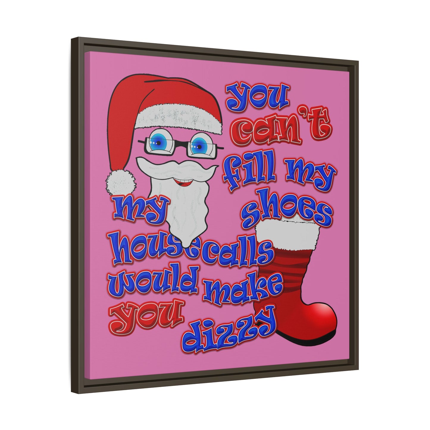 santa's shoes - framed canvas art (light pink)