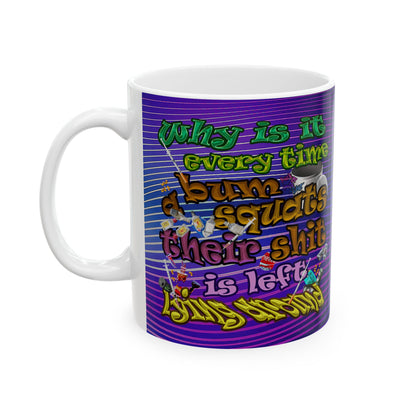 the bum's shit - White Mug (purple wave)