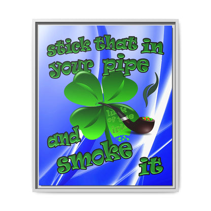 stick that in your pipe and smoke it - framed canvas art (blue-white wave)