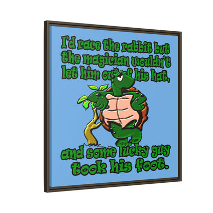 turtle race - framed canvas art (light blue)