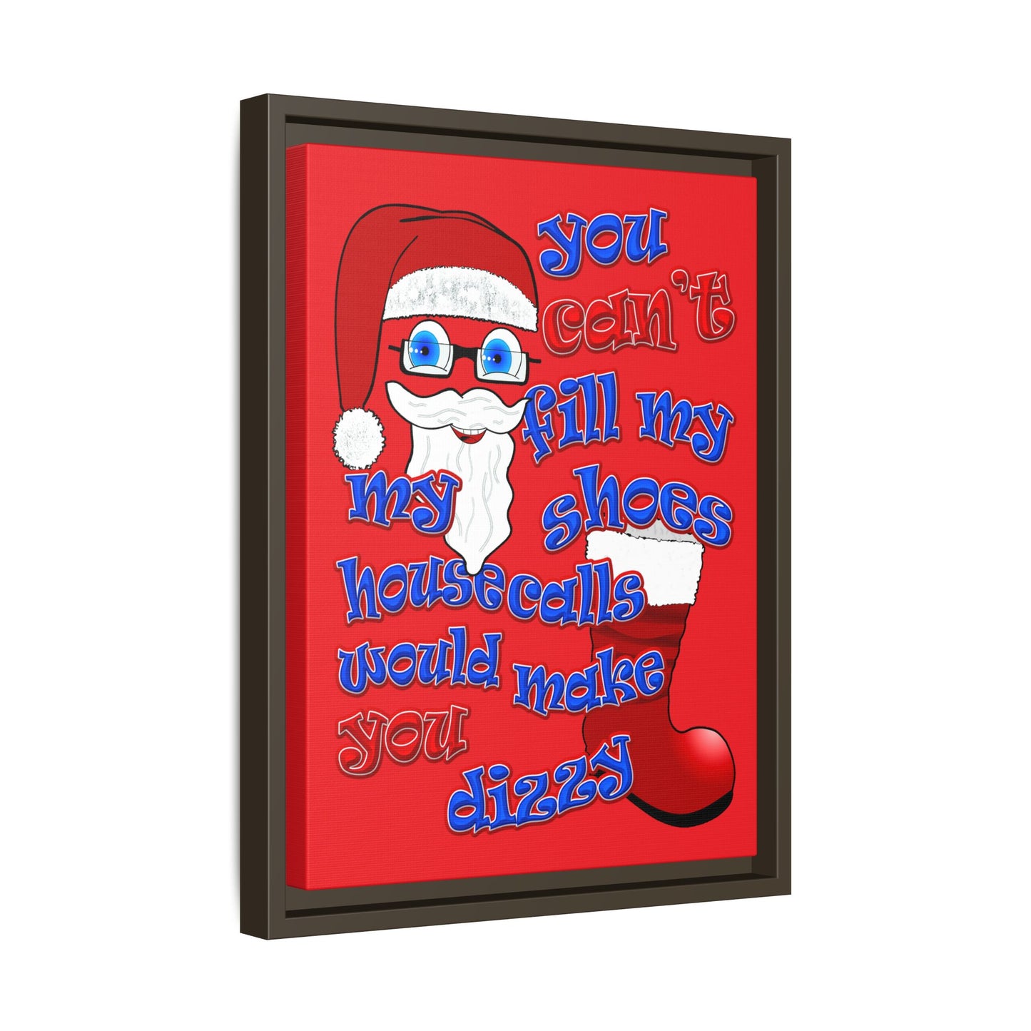 santa's shoes - framed canvas art (red)