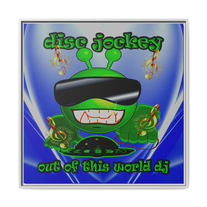 disc jockey - framed canvas art (blue-white wave)