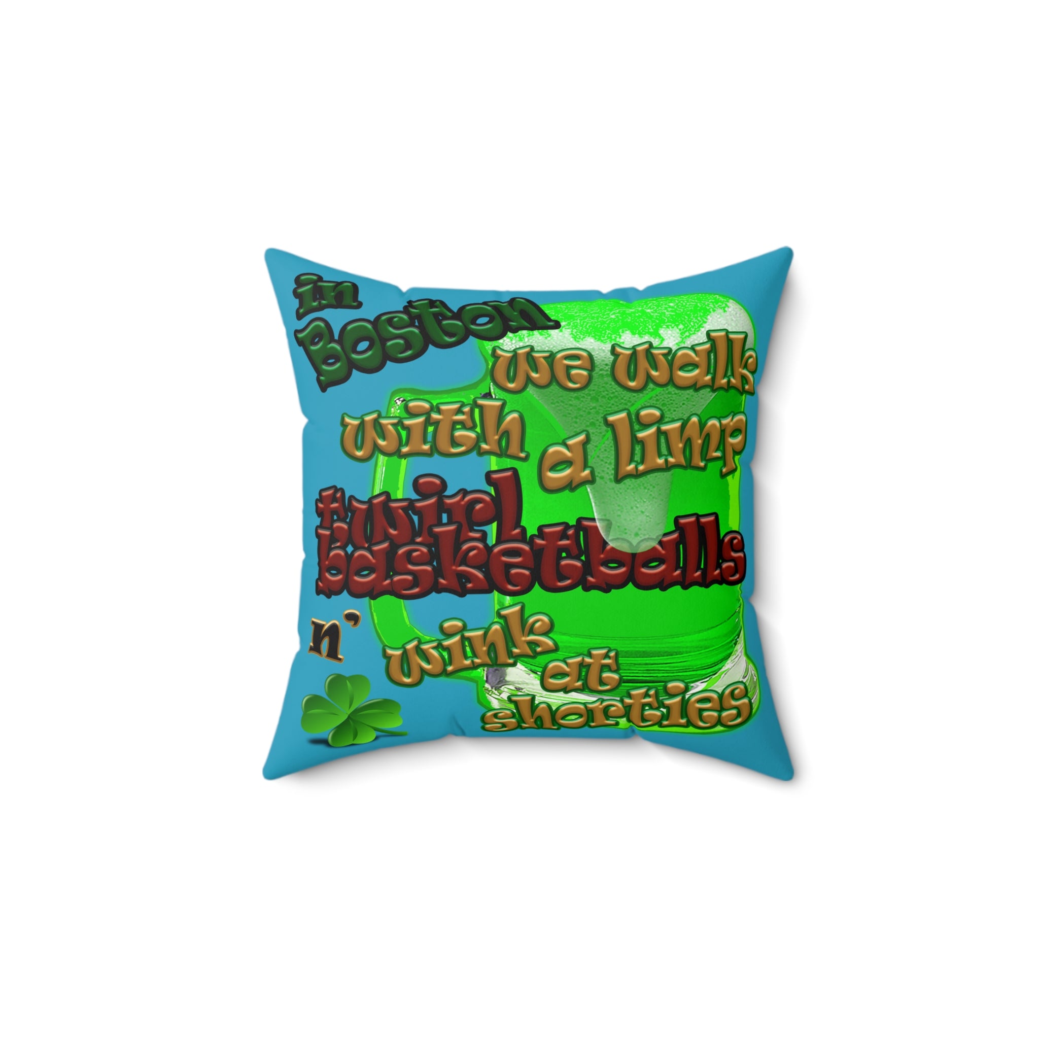 celtics logo - Faux Suede Square Pillow - (turquoise)