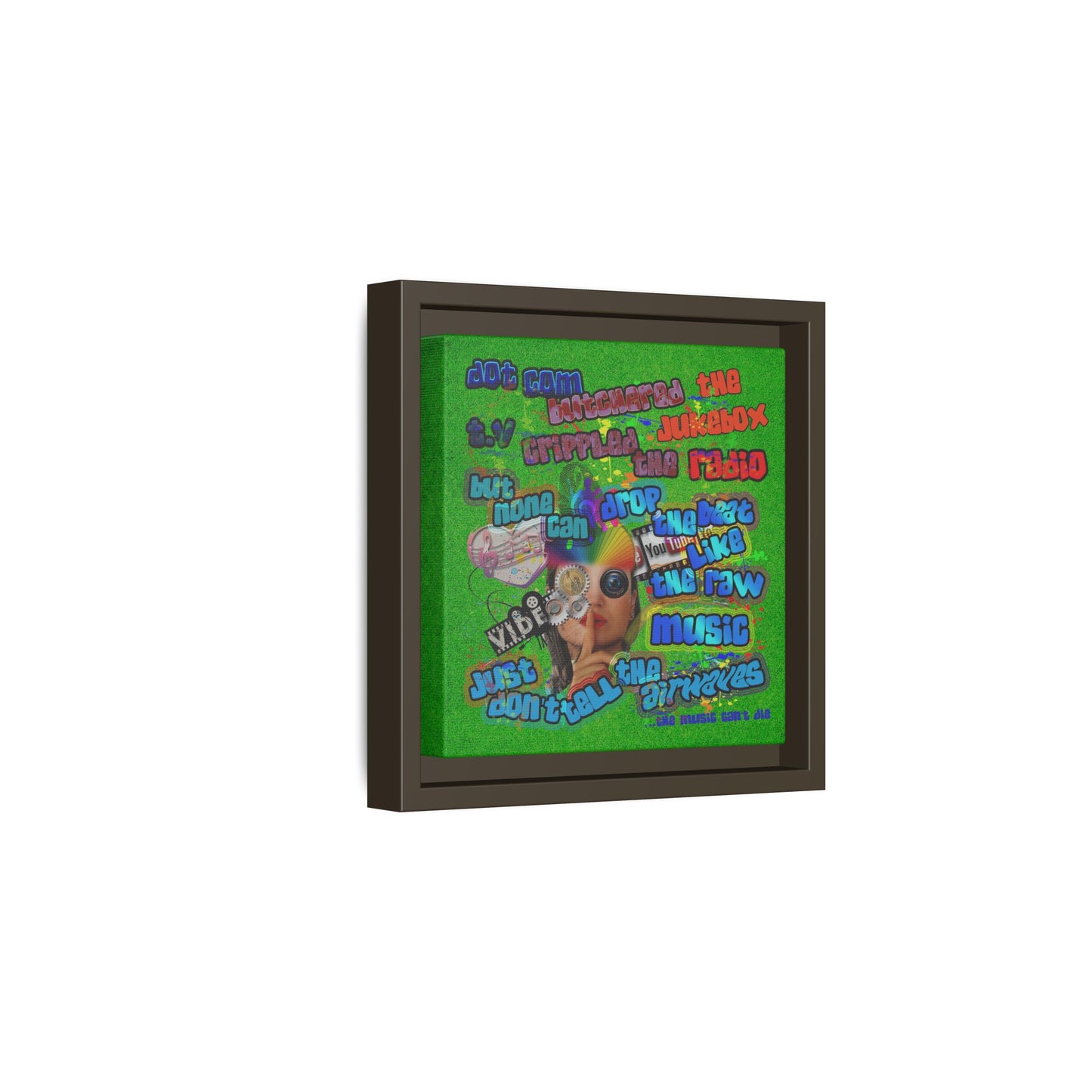 drop the beat - framed canvas art (green turf)