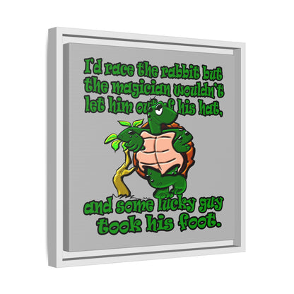 turtle race - framed canvas art (light grey)
