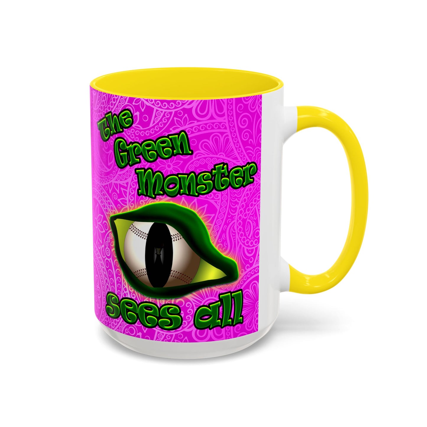 green monster - Accent Mug (pink swirl)