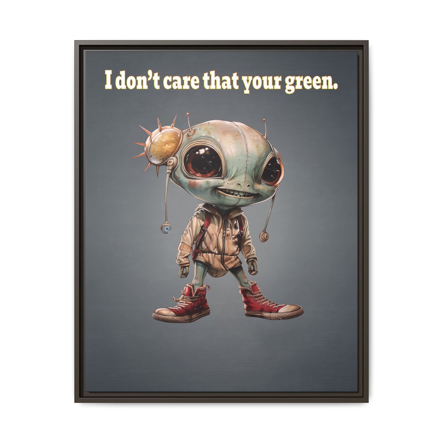 I don't care that your green - framed canvas art (grey-light grey)