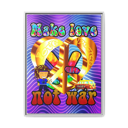 love peace - framed canvas art (purple wave)