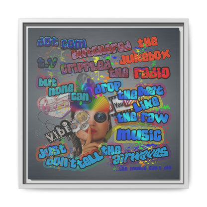 drop the beat - framed canvas art (grey-light grey)