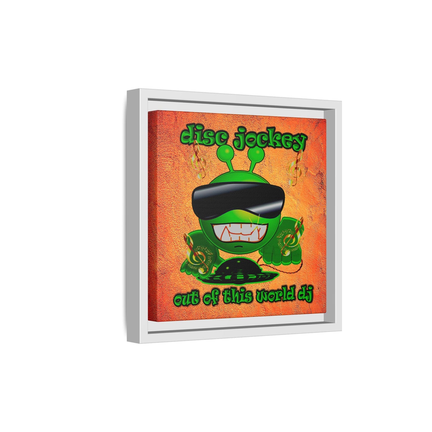 disc jockey - framed canvas art (burnt orange)
