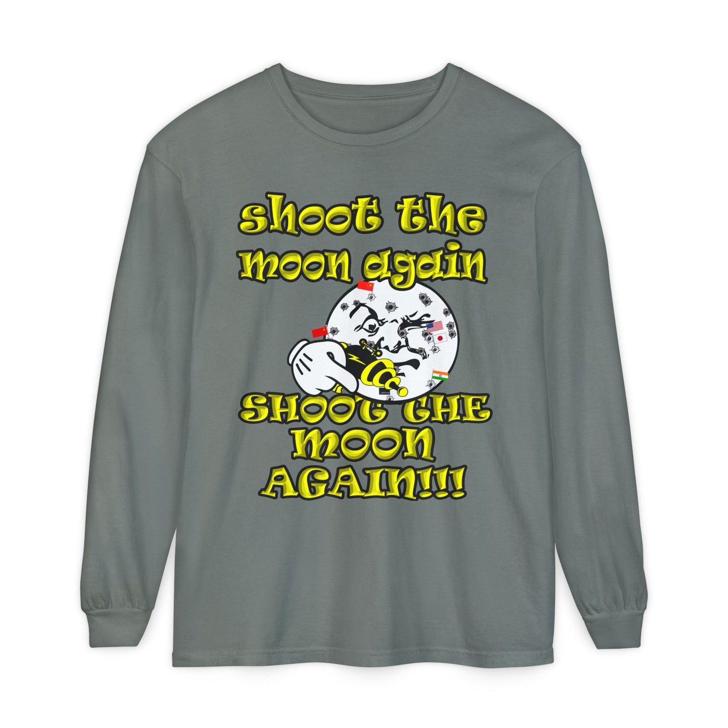 shoot the moon again - Unisex Garment-dyed Long Sleeve T-Shirt